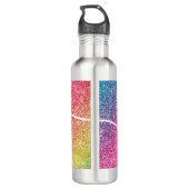 Rainbow Glitter Monogram Naam Waterfles (Achterkant)