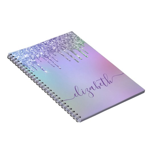 Rainbow Glitter Monogram Notitieboek (Rechterzijde)