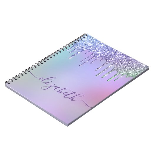 Rainbow Glitter Monogram Notitieboek (Linkerzijde)