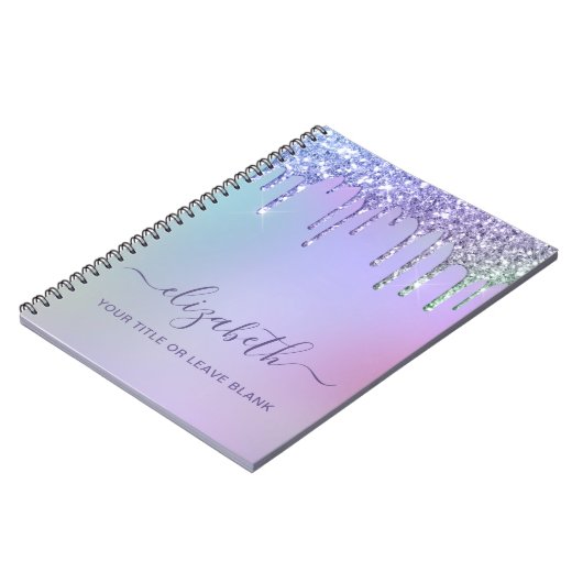 Rainbow Glitter Monogram Notitieboek (Linkerzijde)