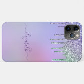 Rainbow Glitter Monogram Paars Case-Mate iPhone Case (Achterkant (horizontaal))