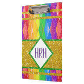 Rainbow Glitter Monogram Pride Argyle Diamond Klembord (Links)