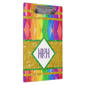 Rainbow Glitter Monogram Pride Argyle Diamond Klembord (Rechts)