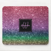 Rainbow Glitter Monogram Roze Glamoureus Muismat (Voorkant)