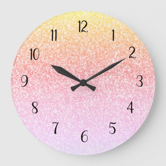 Rainbow Glitter Ombre Glam Grote Klok (Voorkant)