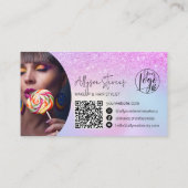 Rainbow Glitter Ombre Holografische Make-up QR Visitekaartje (Achterkant)