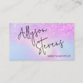 Rainbow Glitter Ombre Holografische Make-up QR Visitekaartje (Voorkant)