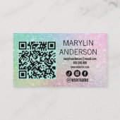 Rainbow Glitter Ombre Lash Tech QR-code scanbaar Visitekaartje (Achterkant)