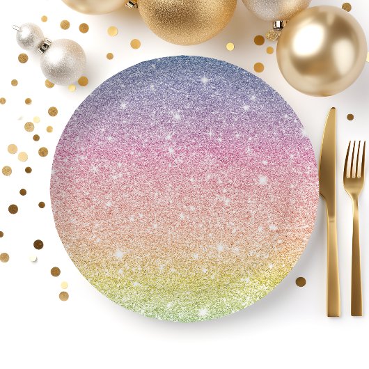 Rainbow Glitter Ombre Papieren Bordje