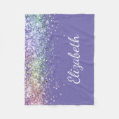 Rainbow Glitter Paars, gepersonaliseerd Fleece Deken (Voorkant)