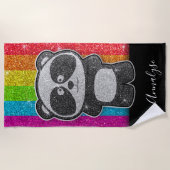 Rainbow Glitter Panda Gay Pride Flag Sparkles Strandlaken (Voorkant)