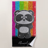 Rainbow Glitter Panda Gay Pride Flag Sparkles Strandlaken (Voorkant)