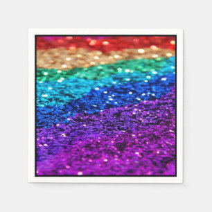Rainbow Glitter Paper Party Napkins Servet
