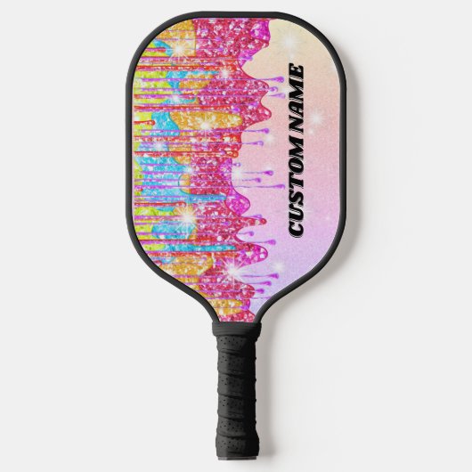Rainbow glitter pickleball paddle (Voorkant)