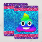 Rainbow glitter poop emoji uitnodiging (Voorkant / Achterkant)