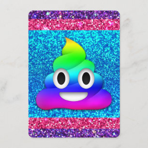 Rainbow glitter poop emoji uitnodiging
