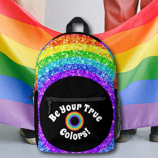 Rainbow Glitter Pride LGBT zijn jouw ware kleuren Bedrukte Rugzak