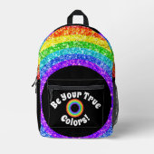 Rainbow Glitter Pride LGBT zijn jouw ware kleuren Bedrukte Rugzak (Voorkant)