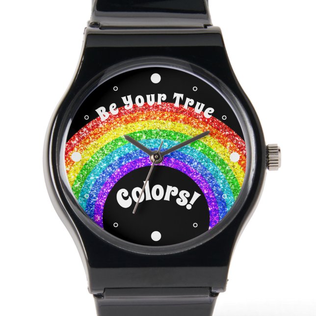 Rainbow Glitter Pride LGBT zijn jouw ware kleuren Horloge (Creator heeft geüpload)