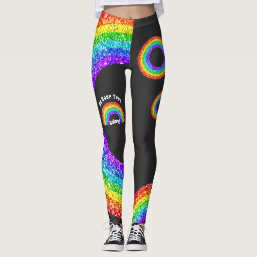 Rainbow Glitter Pride LGBT zijn jouw ware kleuren Leggings (Voorkant)