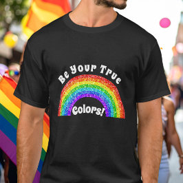 Rainbow Glitter Pride LGBT zijn jouw ware kleuren T-shirt