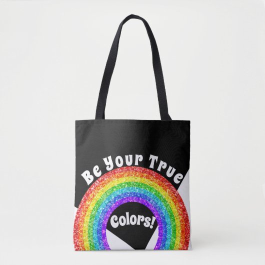 Rainbow Glitter Pride LGBT zijn jouw ware kleuren Tote Bag (Voorkant)