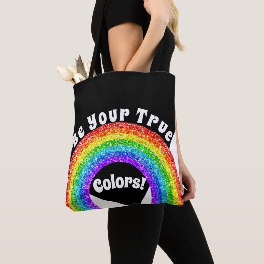 Rainbow Glitter Pride LGBT zijn jouw ware kleuren Tote Bag (Dichtbij)