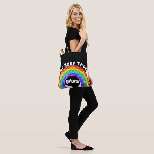 Rainbow Glitter Pride LGBT zijn jouw ware kleuren Tote Bag (Op model)