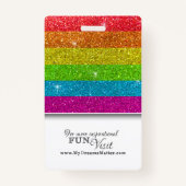 Rainbow Glitter Professional CNA Nurse Fotonaam Badge (Achterkant)