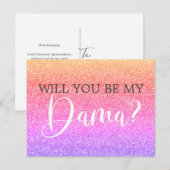 Rainbow Glitter Quinceanera Dama Uitnodiging (Voorkant / Achterkant)