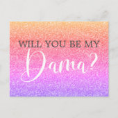 Rainbow Glitter Quinceanera Dama Uitnodiging (Voorkant)