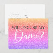 Rainbow Glitter Quinceanera Dama Voorstel Uitnodiging Briefkaart (Voorkant / Achterkant)