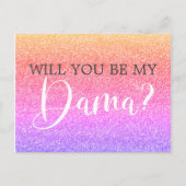 Rainbow Glitter Quinceanera Dama Voorstel Uitnodiging Briefkaart (Voorkant)