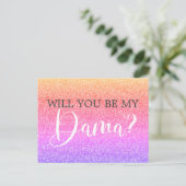 Rainbow Glitter Quinceanera Dama Voorstel Uitnodiging Briefkaart (Staand voorkant)