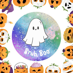 Rainbow glitter schattig Ghost boo Custom kinder Ronde Sticker