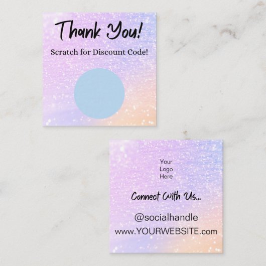 Rainbow Glitter Scratch Off Korting Kaart Vierkante Visitekaartje (Voorkant / Achterkant)