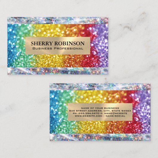 Rainbow Glitter | Shimmer Shine Visitekaartje (Voorkant / Achterkant)