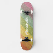 Rainbow Glitter skateboard gepersonaliseerd met na (Voorkant)