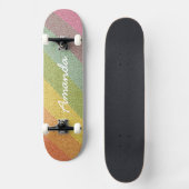 Rainbow Glitter skateboard gepersonaliseerd met na (Voorkant)