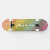 Rainbow Glitter skateboard gepersonaliseerd met na (Horizontaal)
