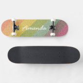 Rainbow Glitter skateboard gepersonaliseerd met na (Horizontaal)