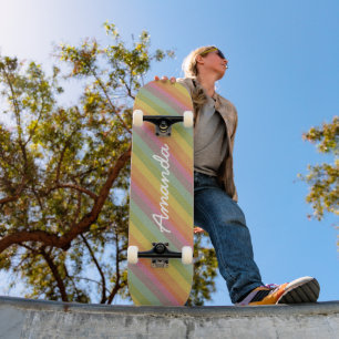 Rainbow Glitter skateboard gepersonaliseerd met na