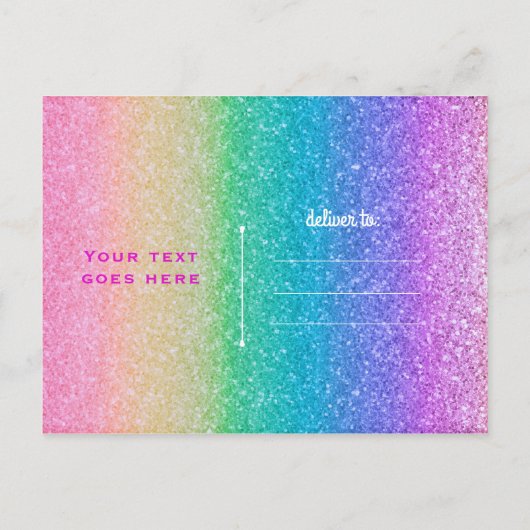 Rainbow Glitter Sparkle Glam Party-evenement Opsla Aankondigingskaart (Achterkant)