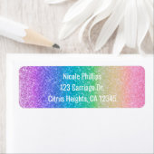 Rainbow Glitter Sparkle Glam Party Uitnodiging Etiket (Insitu)