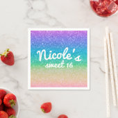 Rainbow Glitter Sparkle Glam Verjaardagsfeest Cust Servetten (Insitu)