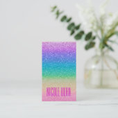 Rainbow Glitter Sparkle Glamour Girl Chic Visitekaartje (Staand voorkant)