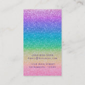 Rainbow Glitter Sparkle Glamour Girl Chic Visitekaartje (Achterkant)