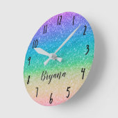 Rainbow Glitter Sparkle Glamour Girls  Ronde Klok (Hoek)
