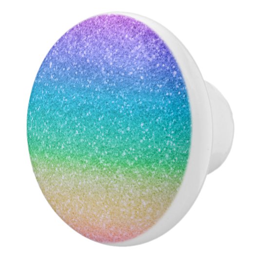 Rainbow Glitter Sparkle Glamour Meisjes  Keramische Knop (Rechts)
