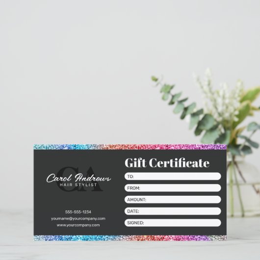 Rainbow Glitter Sparkle Moderne Haarstylist (Staand voorkant)